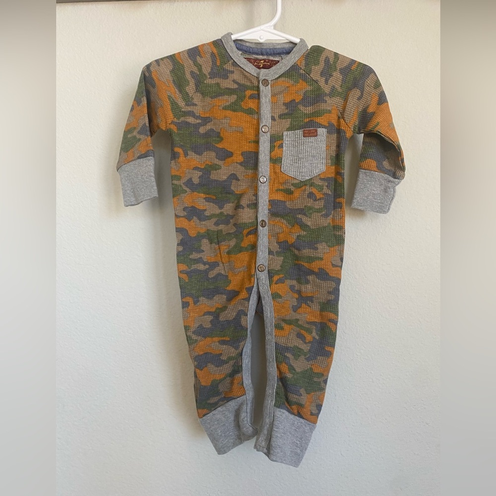7 For All Mankind Button Down Army Onesie